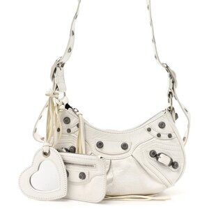 Balenciaga Le Cagole Leather Bag White XS